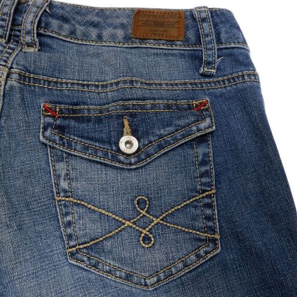 Tommy Hilfiger Spirit Crop Jeans Size 4 Womens Cuff Blue Denim Measures 28x20.5 - Picture 7 of 12